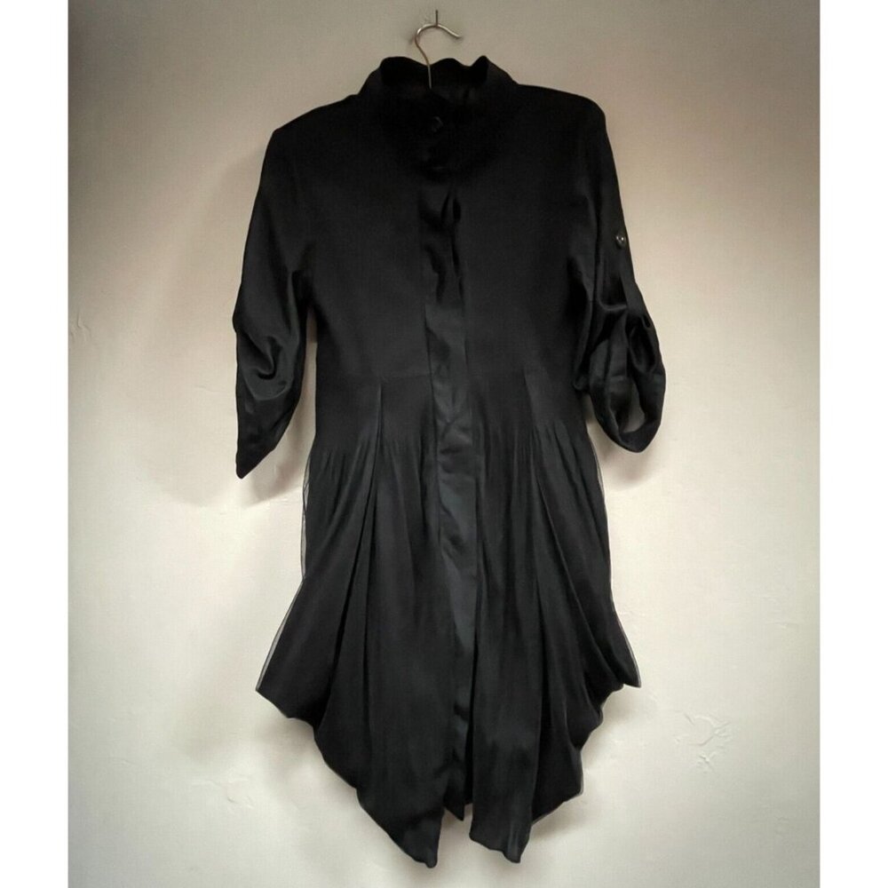 Lindi Aria Collection Womens Drape Pocket Pleated Tunic Top Medium Black Casual